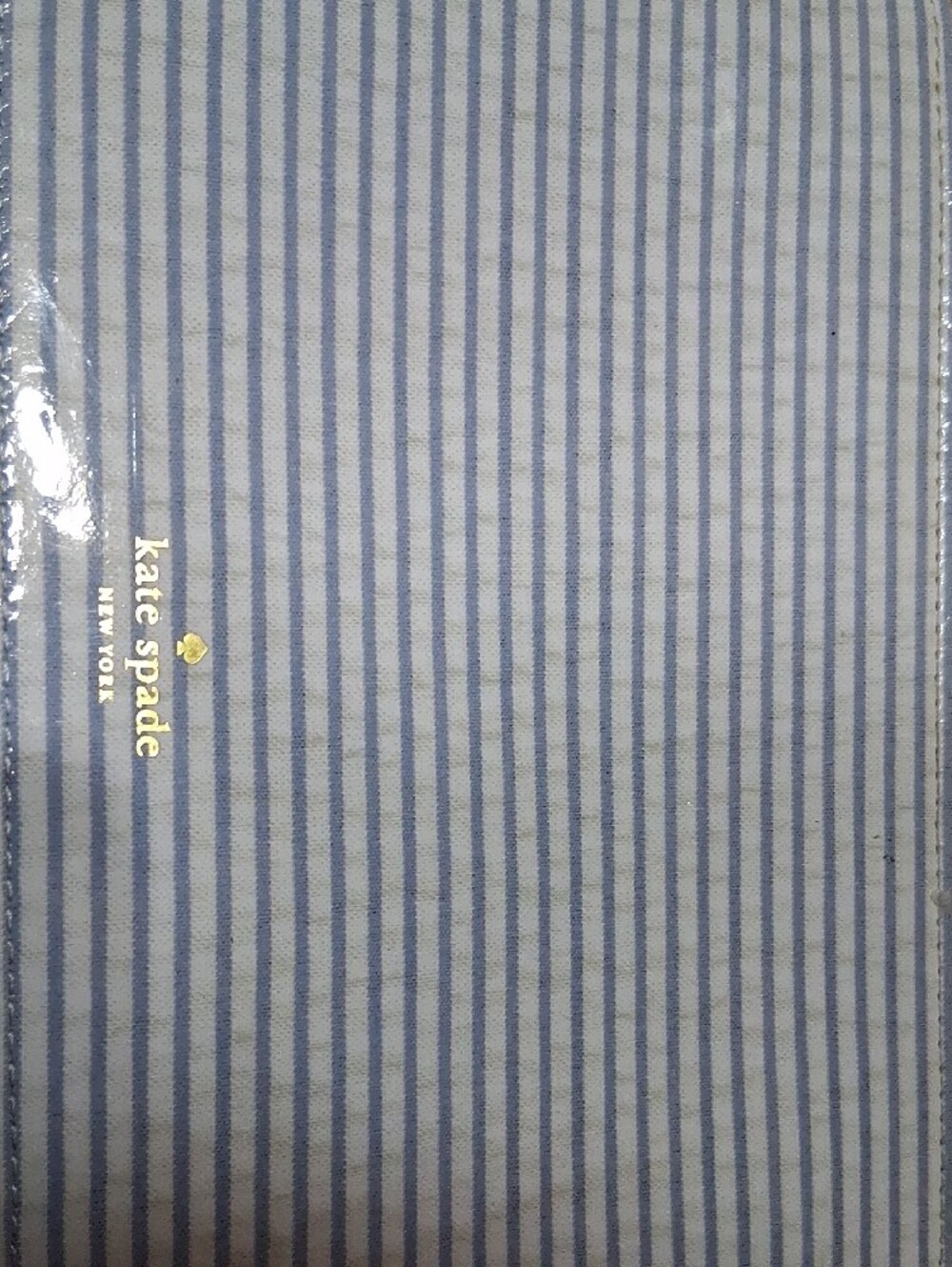 kate spade Blue and White Striped Zip Pouch with Script - Picture 2 of 3